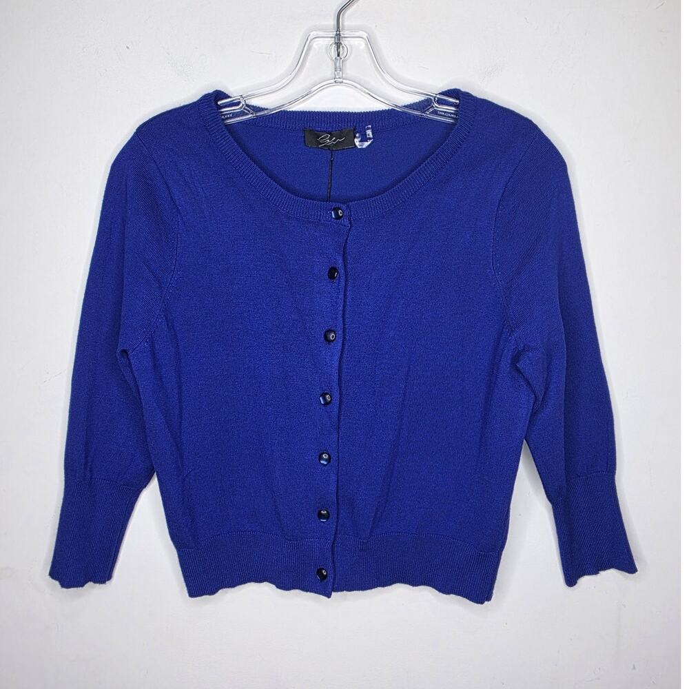 NWT Cyrus international royal blue button front cardigan sweater - small